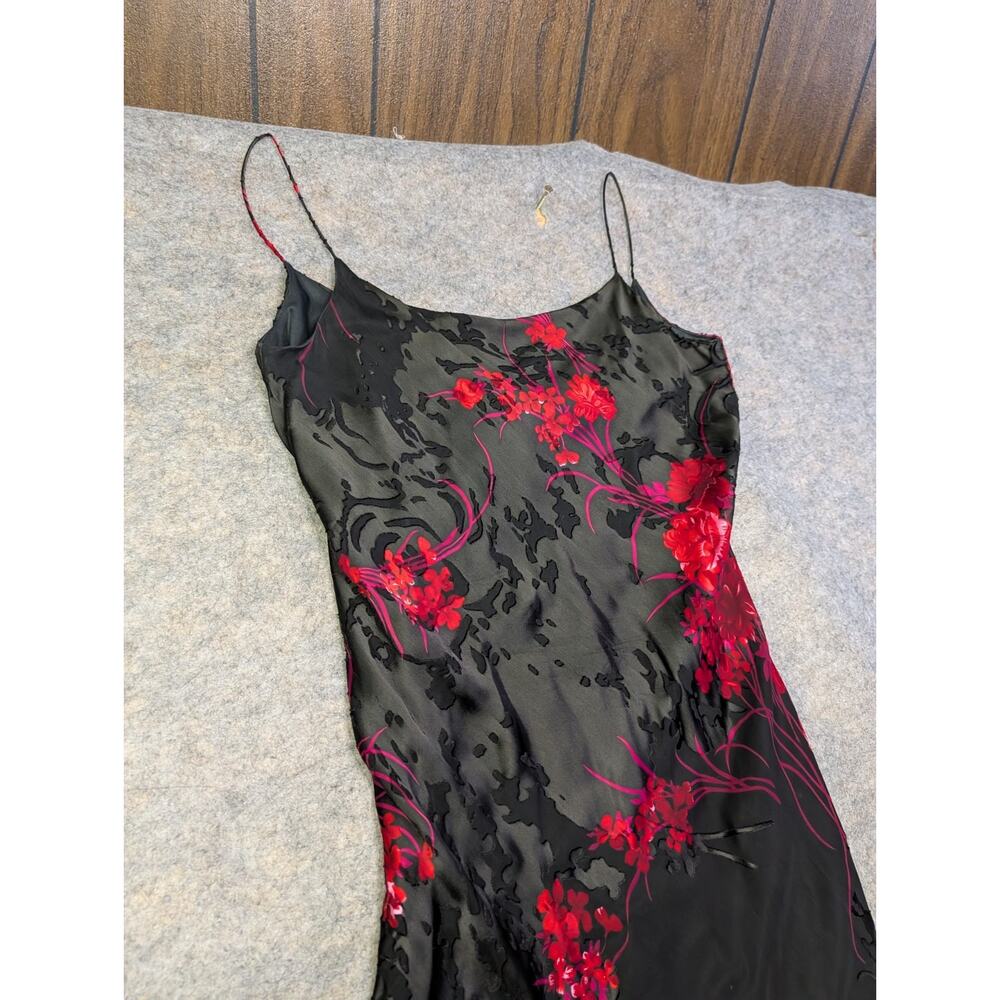 Y2K Morrell Maxie Size 8 Black Red Pink Silky Sexy Valentine's Maxi Dress Party - Picture 2 of 9